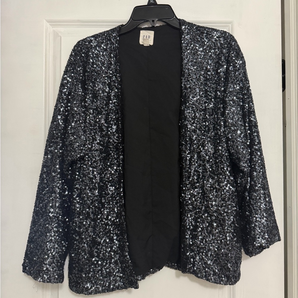 GAP Glitter Sequin Open Front Blazer Jacket
